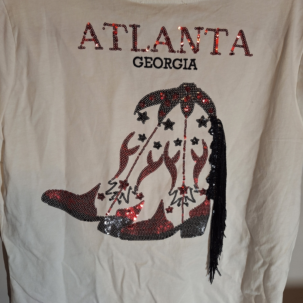 Blue B Collection Women's White Short Sleeve Tee With Vibrant Sequin & Fringe - Picture 5 of 15